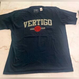 Vintage Black 2005 U2 Vertigo Concert Tour T-Shirt Rock Music Size XL